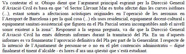 Resposta de l'Equip de Govern de l'Ajuntament de Gav al prec d'ERC sobre el recurs interposat pel Ministeri de Foment al planejament de Llevant Mar (22 de Juliol 2010)